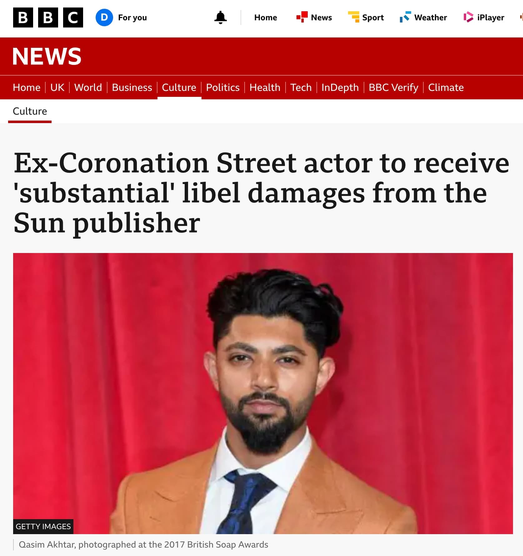 Sun apologises to actor Qasim Akhtar in the High Court today. Daniel Taylor of Taylor Hampton appeared on behalf of the actor.