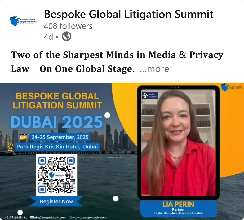 Partner Lia Perin to Speak about Litigation in Dubai