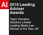 AI 2018 Leading Adviser Awards - Taylor Hampton Solicitors - Leading Media Law Advisor of the Year, UK