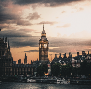 Evening photograph of Big Ben in London, UK